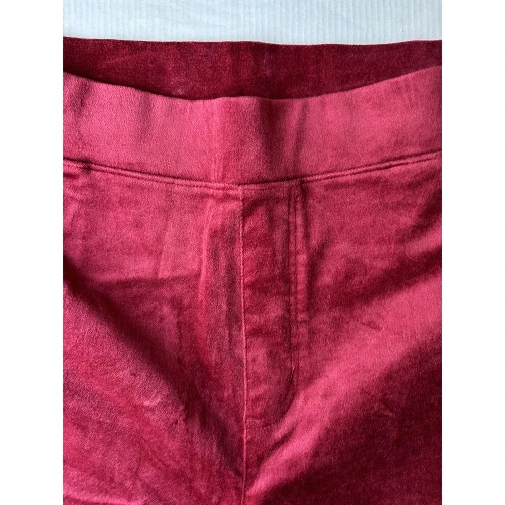 D&Co Denim & Company Pants Size XL Tall Burgundy Straight Pull-On Stretch Velour